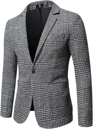Men's Casual Slim Fit Suit Lapel Button Suit Jackets Lightweight Fashion Vintage Coats Formal Business Suit Jackets