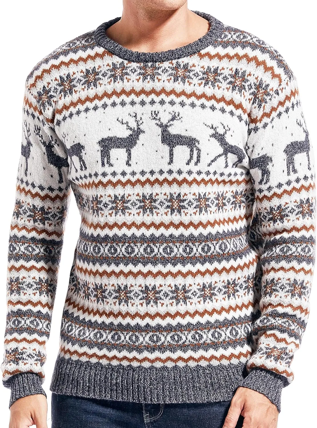 Men's Christmas Rudolph Reindeer Holiday Festive Knitted Sweater Cardigan Cute Ugly Pullover Jumper