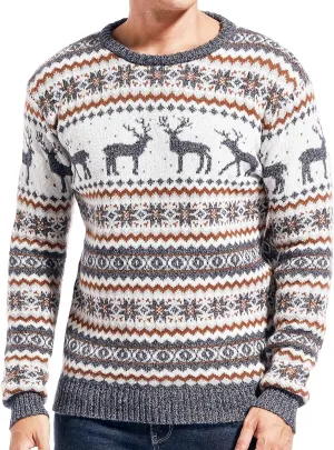 Men's Christmas Rudolph Reindeer Holiday Festive Knitted Sweater Cardigan Cute Ugly Pullover Jumper