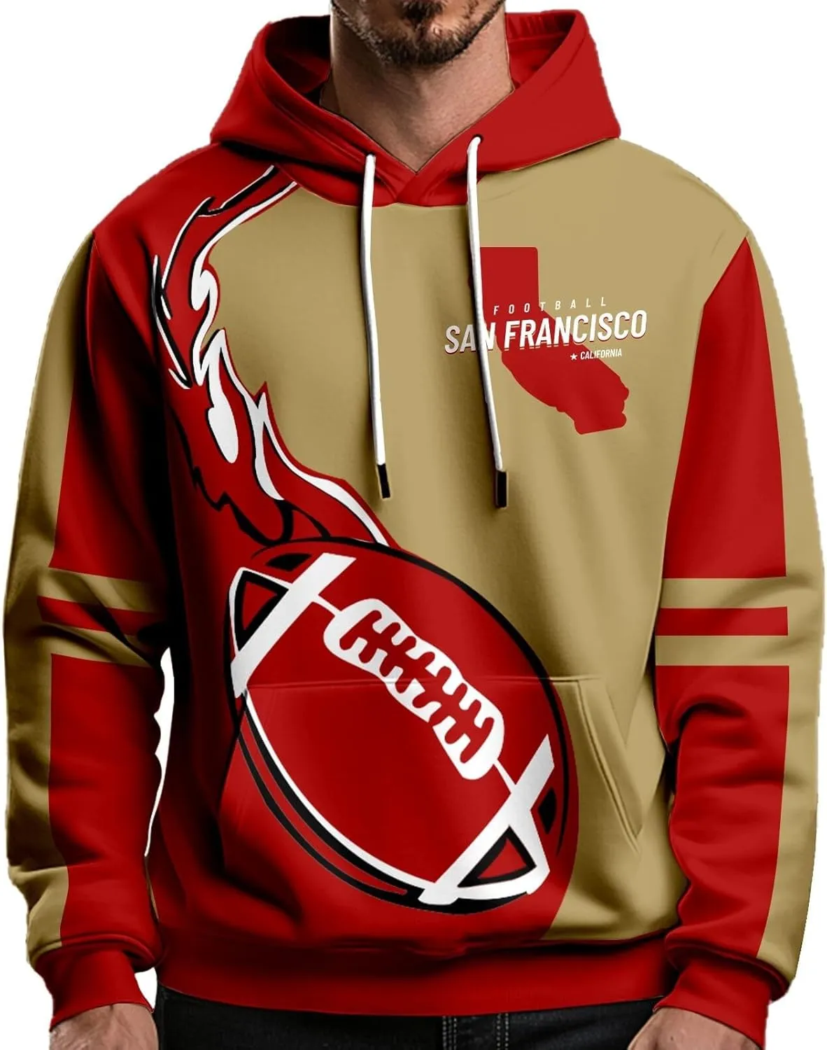 Men's City Football Hoodies Stylish Fans Gifts Sweatshirt Plus Size Lightweight Long Sleeve Game Day Pullover Apparel