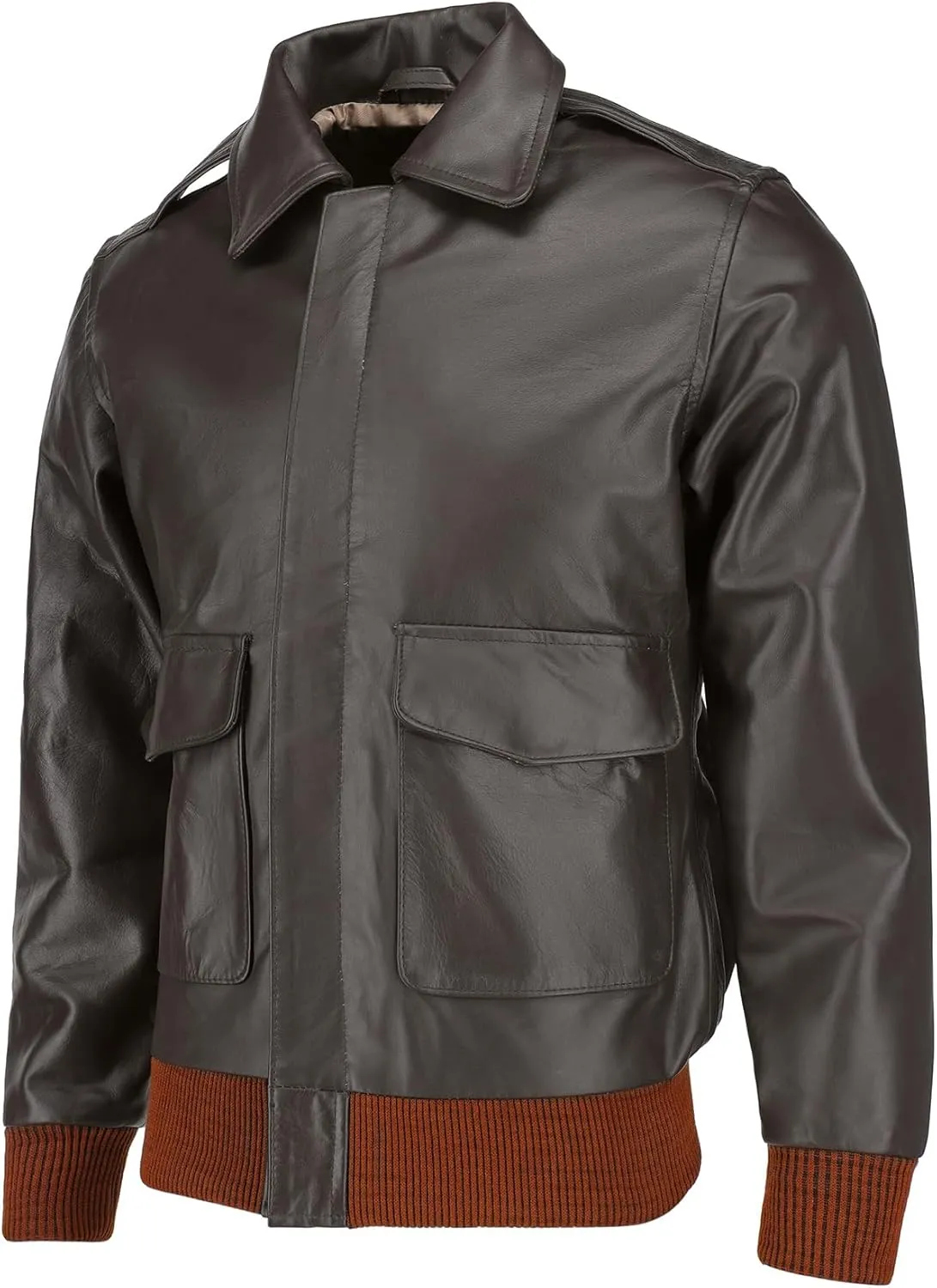 Men's Classic Brown A-2 Flight Jacket - Genuine Leather Vintage Bomber Jacket
