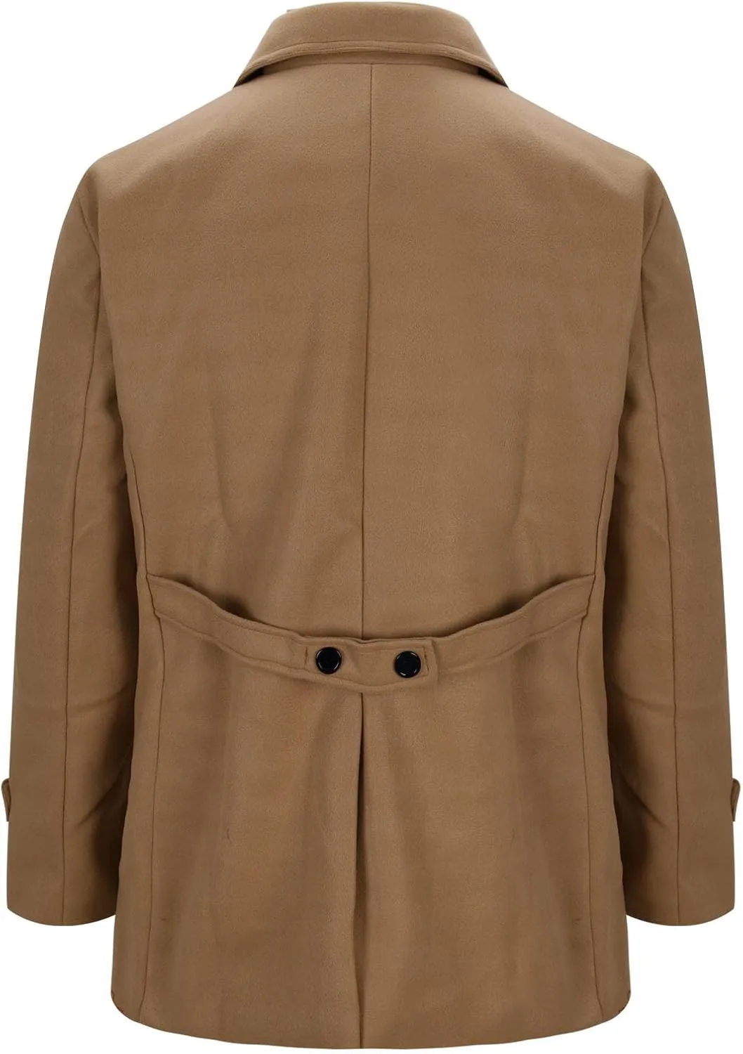 Mens Classic Pea Coat Notched Collar Double Breasted Slim Fit Winter Warm Heavyweight Trench Coats Overcoats Outwear