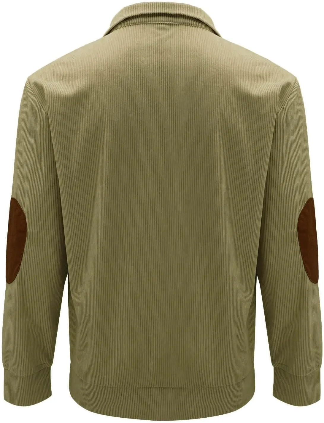 Mens Corduroy Shirts Casual Lapel Collar Button Up Pullover Mock Neck Long Sleeve Sweaters Casual Polo Sweatshirts