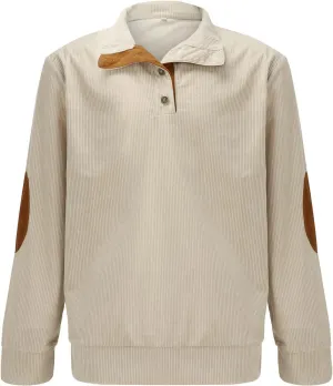 Mens Corduroy Sweatshirt American Flag Print Pullover Sweater 1/4 Button Up Henly Collar Patriotic Polo Shirts