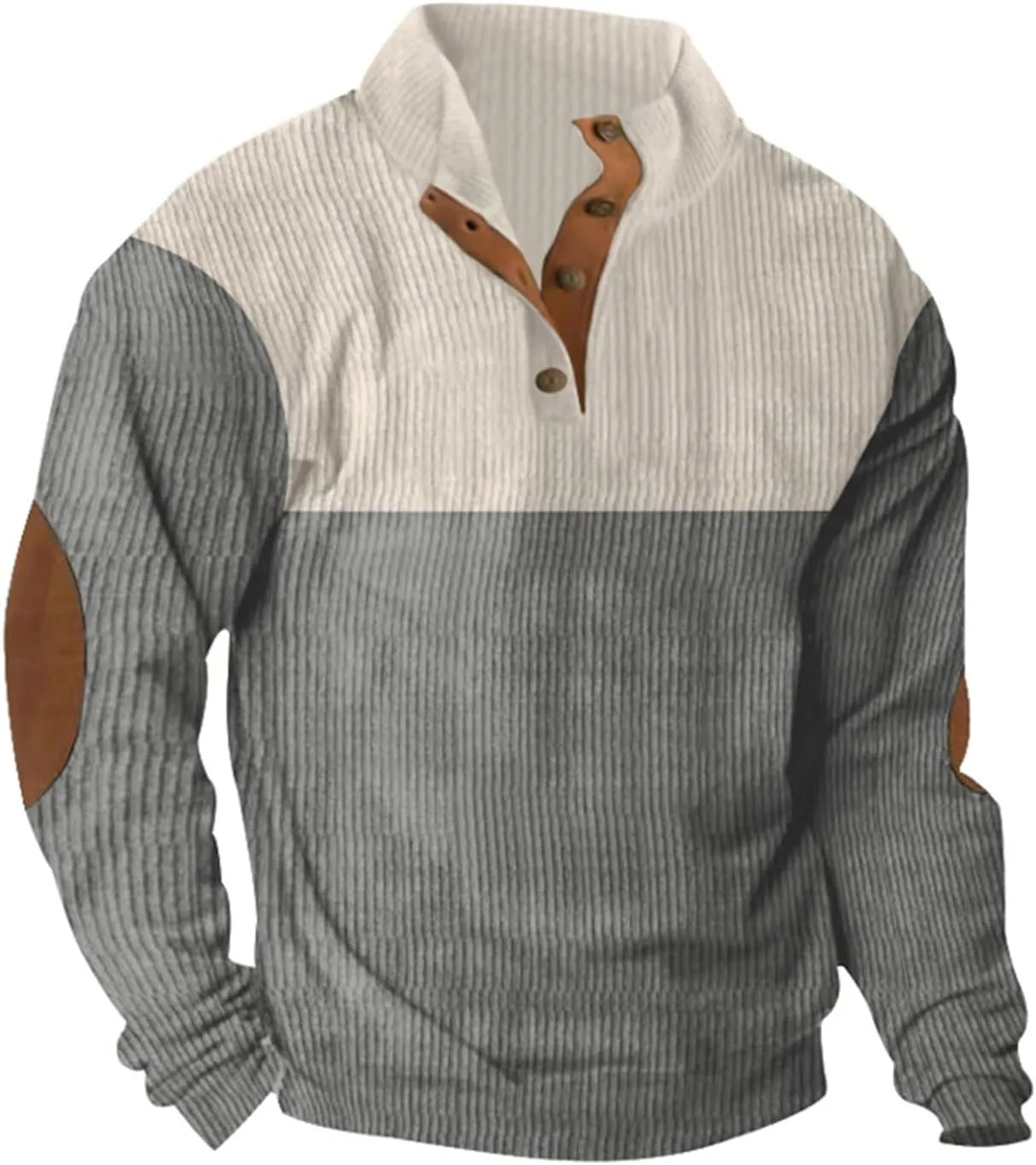 Mens Corduroy Sweatshirt American Flag Print Pullover Sweater 1/4 Button Up Henly Collar Patriotic Polo Shirts