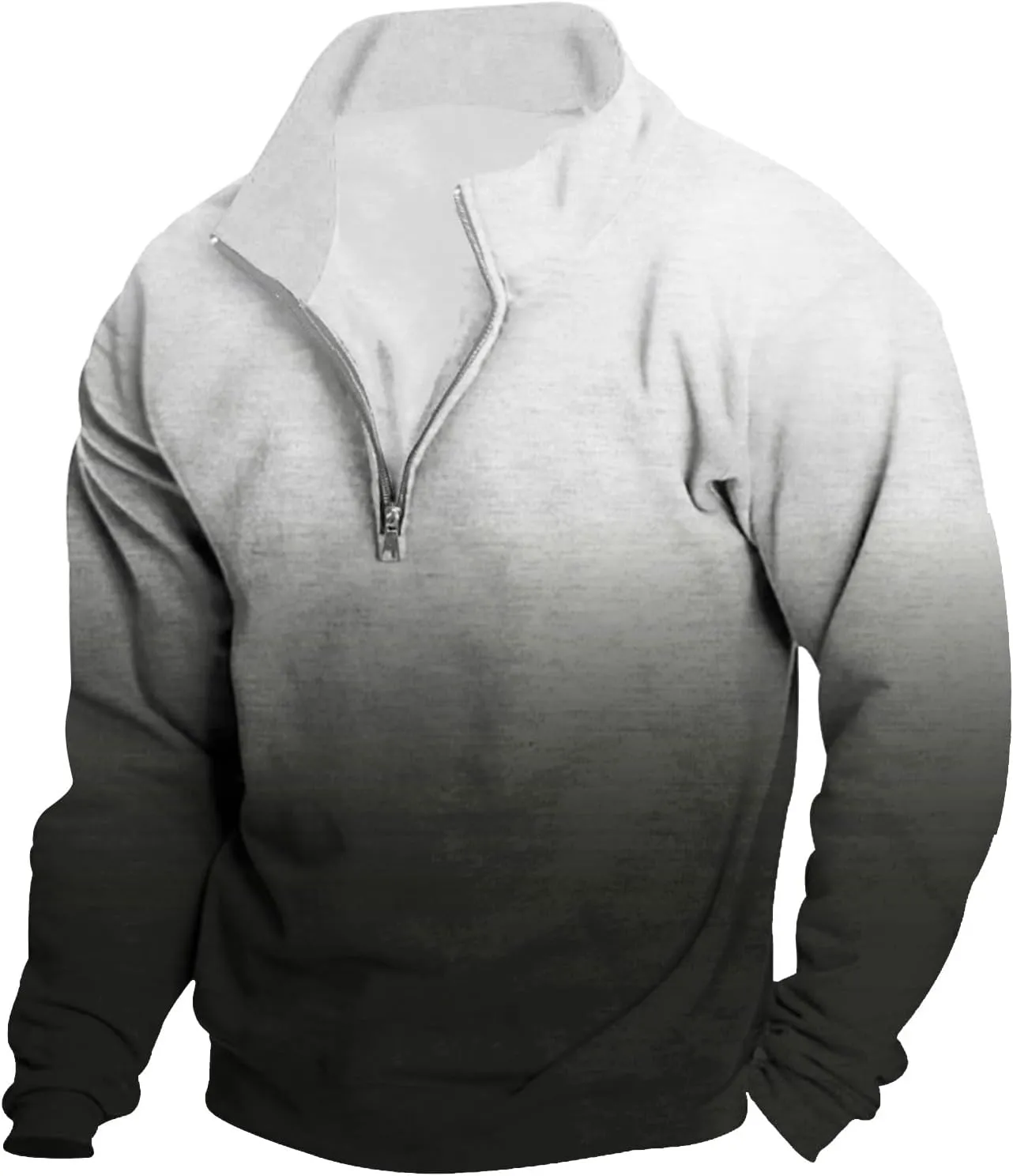 Men's Corduroy Sweatshirt Fleece Quarter Button Gradient Pullover 1/4 Button Down Stand Collar Ombre Casual Tops