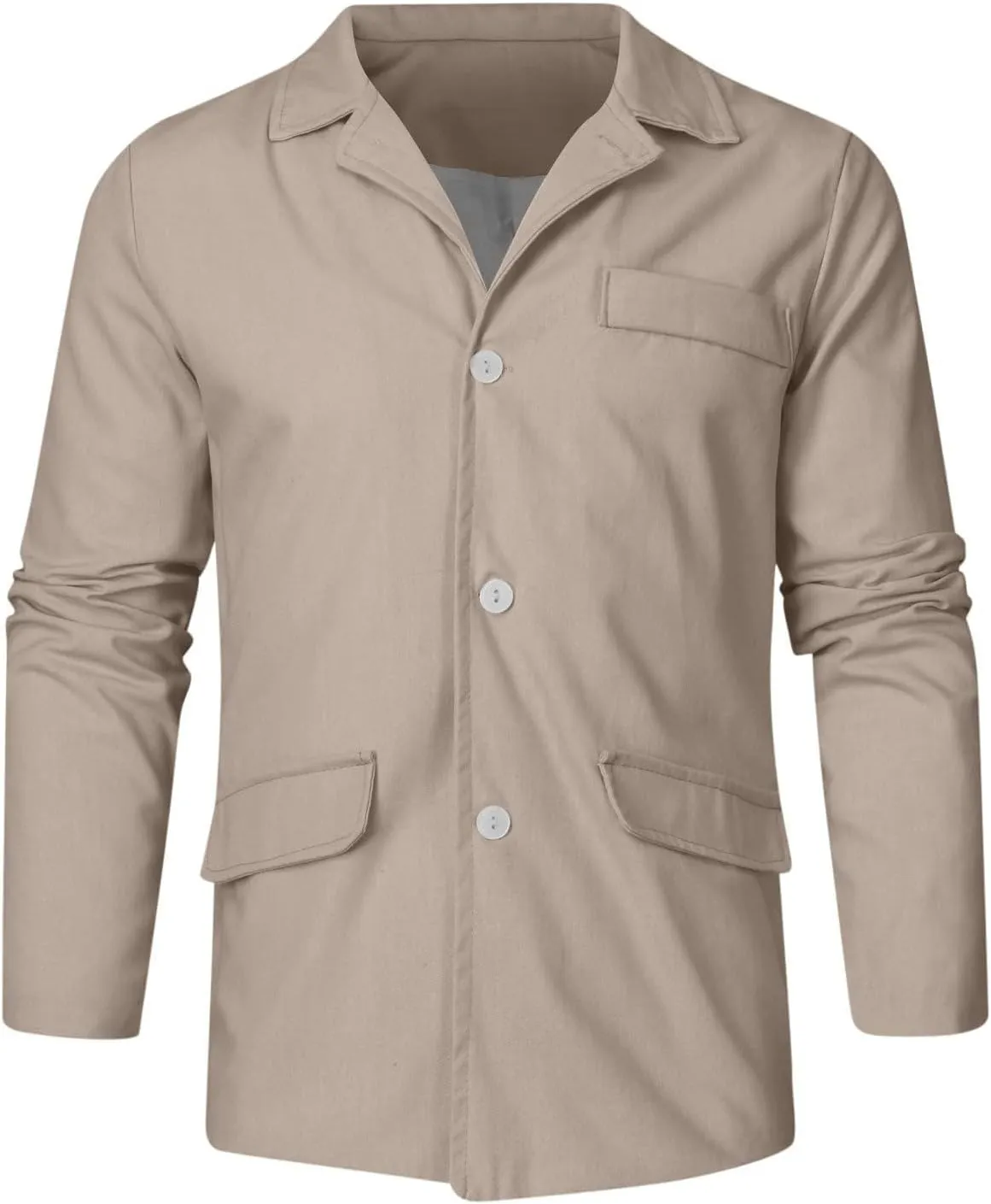 Mens Cotton and Linen Casual Blazer Jacket Regular Fit Lightweight Summer Tops Casual Suit Blazer Jacket