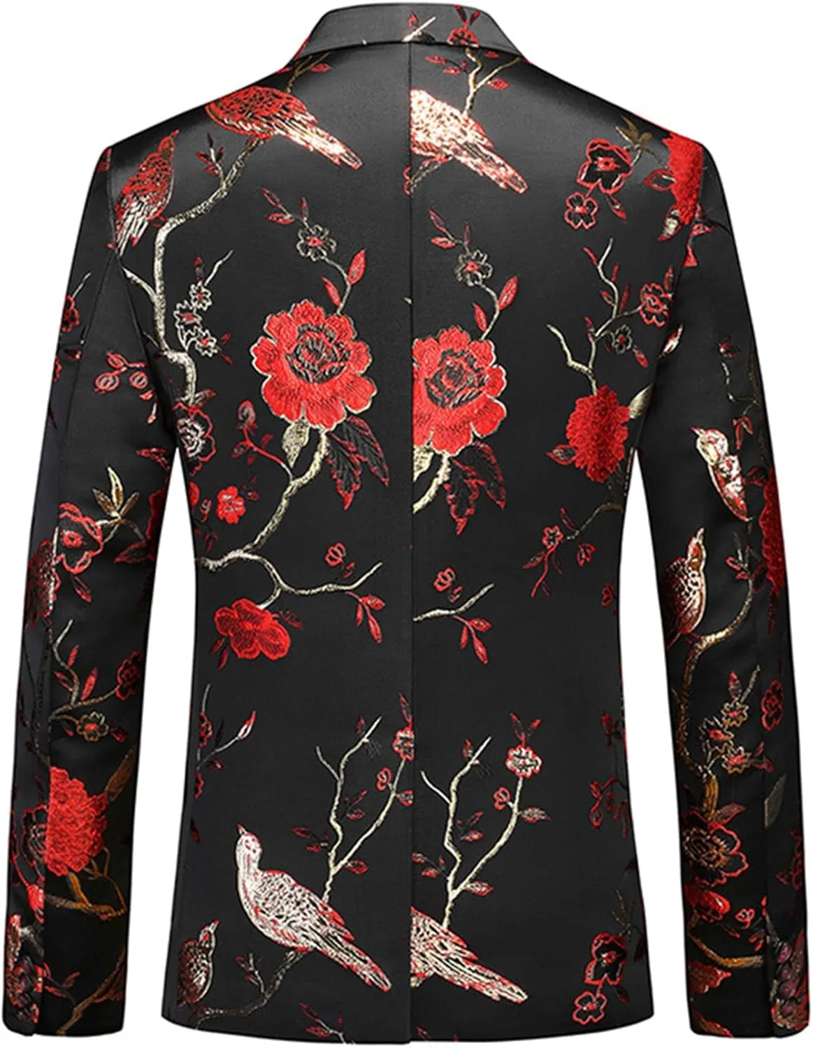 Men's Dress Party Floral Suit Jacket Floral Tuxedo Jackets Notched Lapel Slim Fit One Button Stylish Blazer