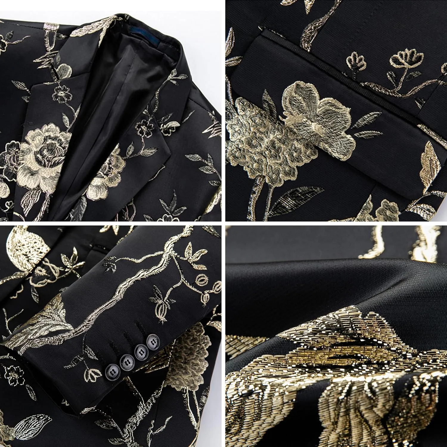 Men's Dress Party Floral Suit Jacket Floral Tuxedo Jackets Notched Lapel Slim Fit One Button Stylish Blazer