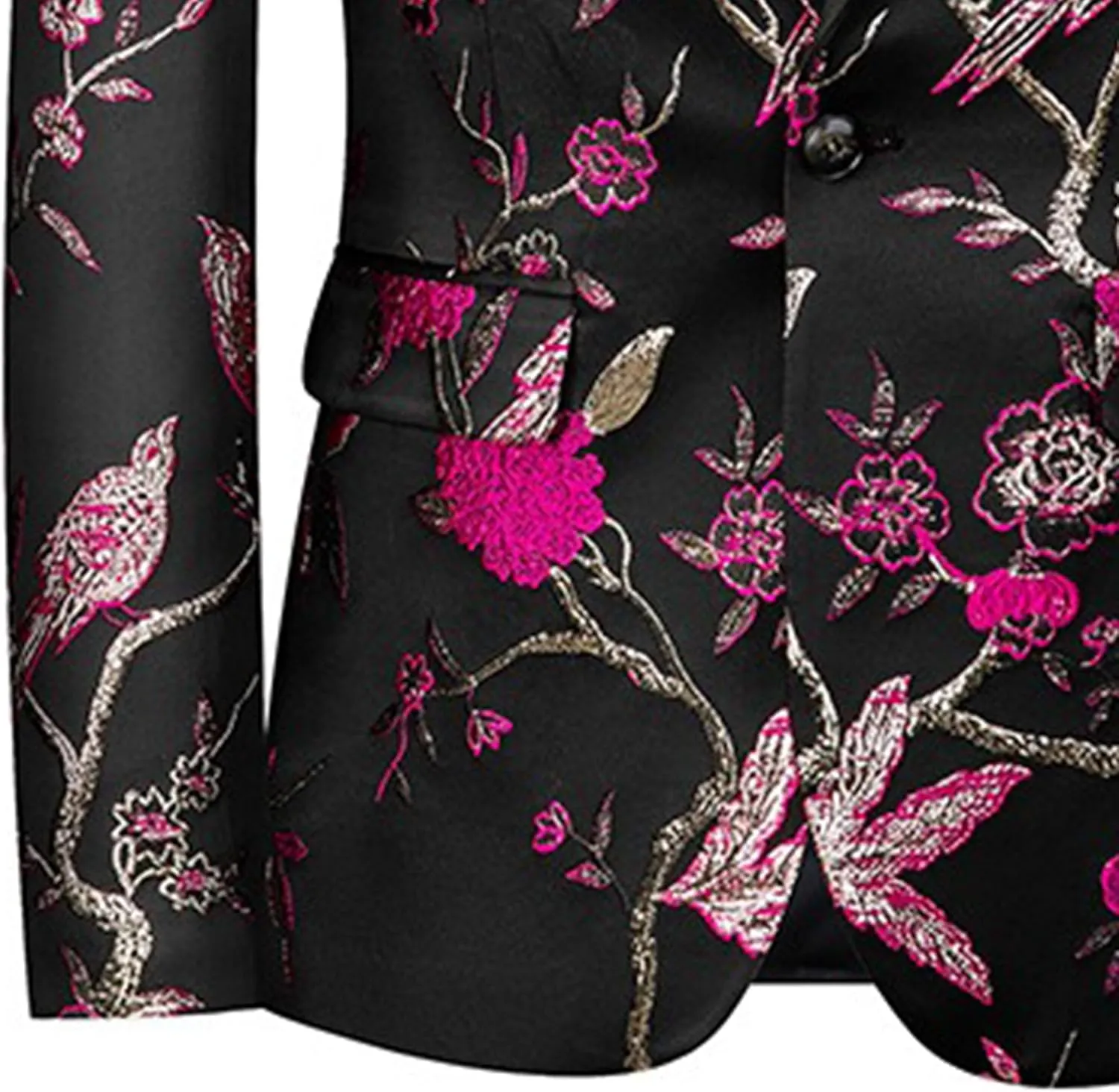 Men's Dress Party Floral Suit Jacket Floral Tuxedo Jackets Notched Lapel Slim Fit One Button Stylish Blazer