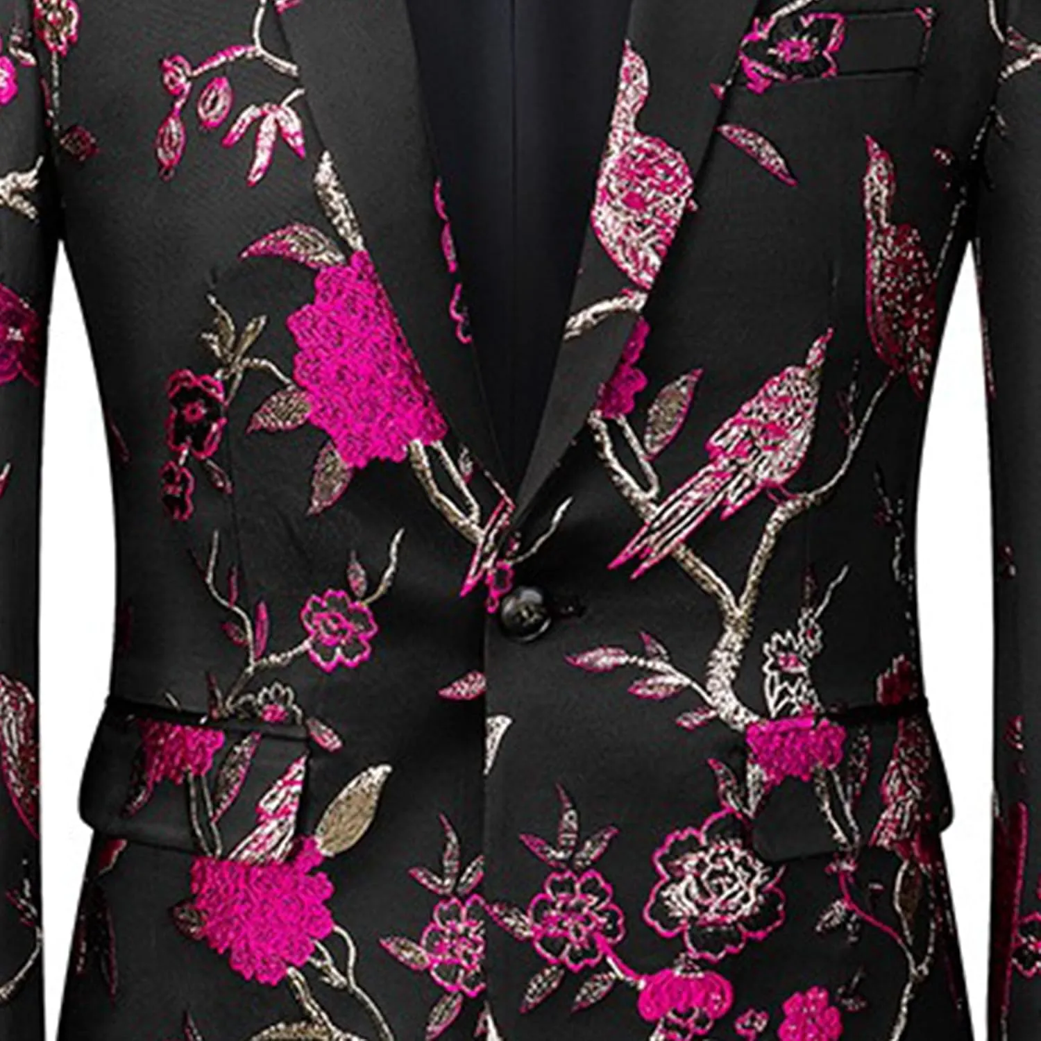 Men's Dress Party Floral Suit Jacket Floral Tuxedo Jackets Notched Lapel Slim Fit One Button Stylish Blazer