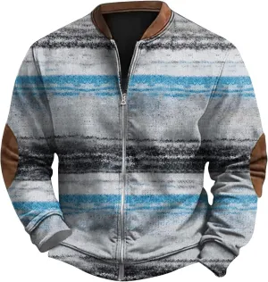 Mens Fall Workout Fashion Prints Long Sleeve V-Neck Casual Zip Up Vintage Cardigan Sweatshirts