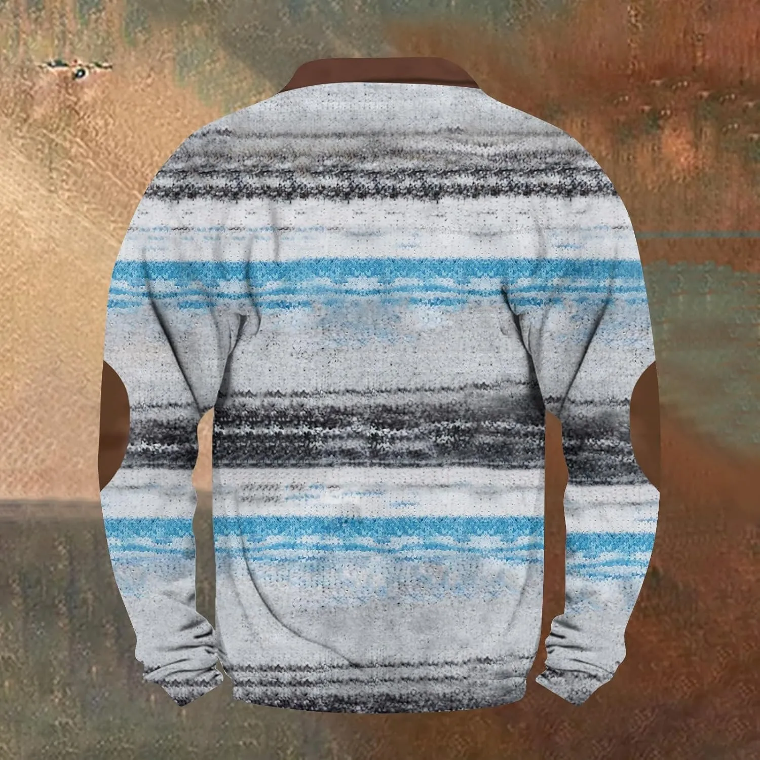 Mens Fall Workout Fashion Prints Long Sleeve V-Neck Casual Zip Up Vintage Cardigan Sweatshirts