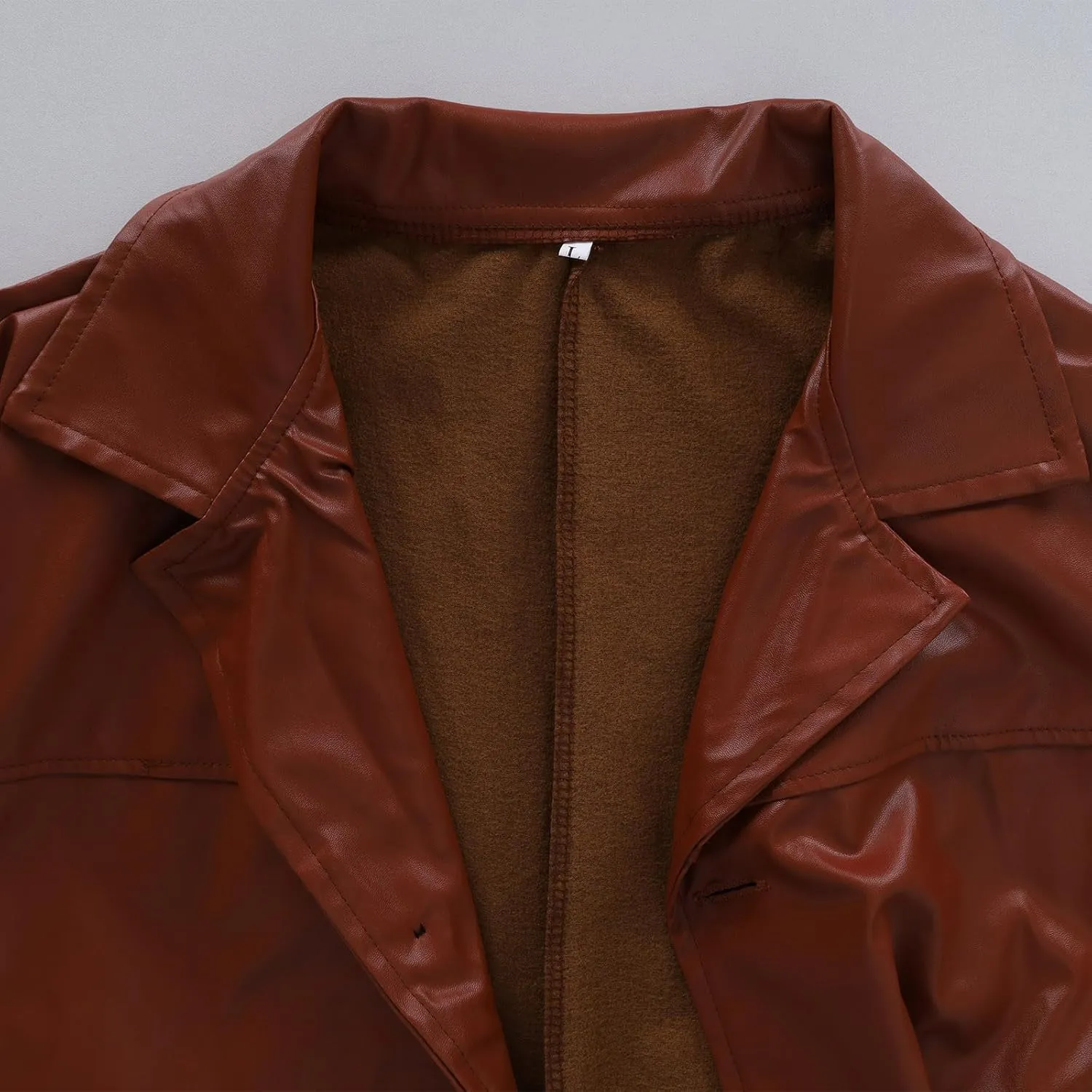 Men's Fashion Casual Solid Color Leather Buttons Long Sleeve Full length Casual Long Outwear Trench Coat Outwear