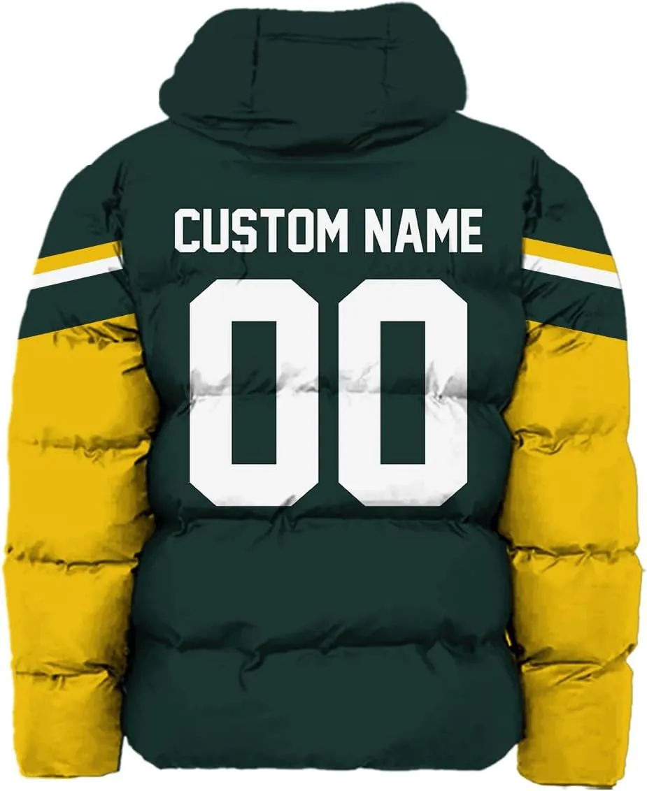Mens Football American Personalized Puffer Jacket Down Jacket Custom Name Number City Pride for Players Fans Gift S-5XL