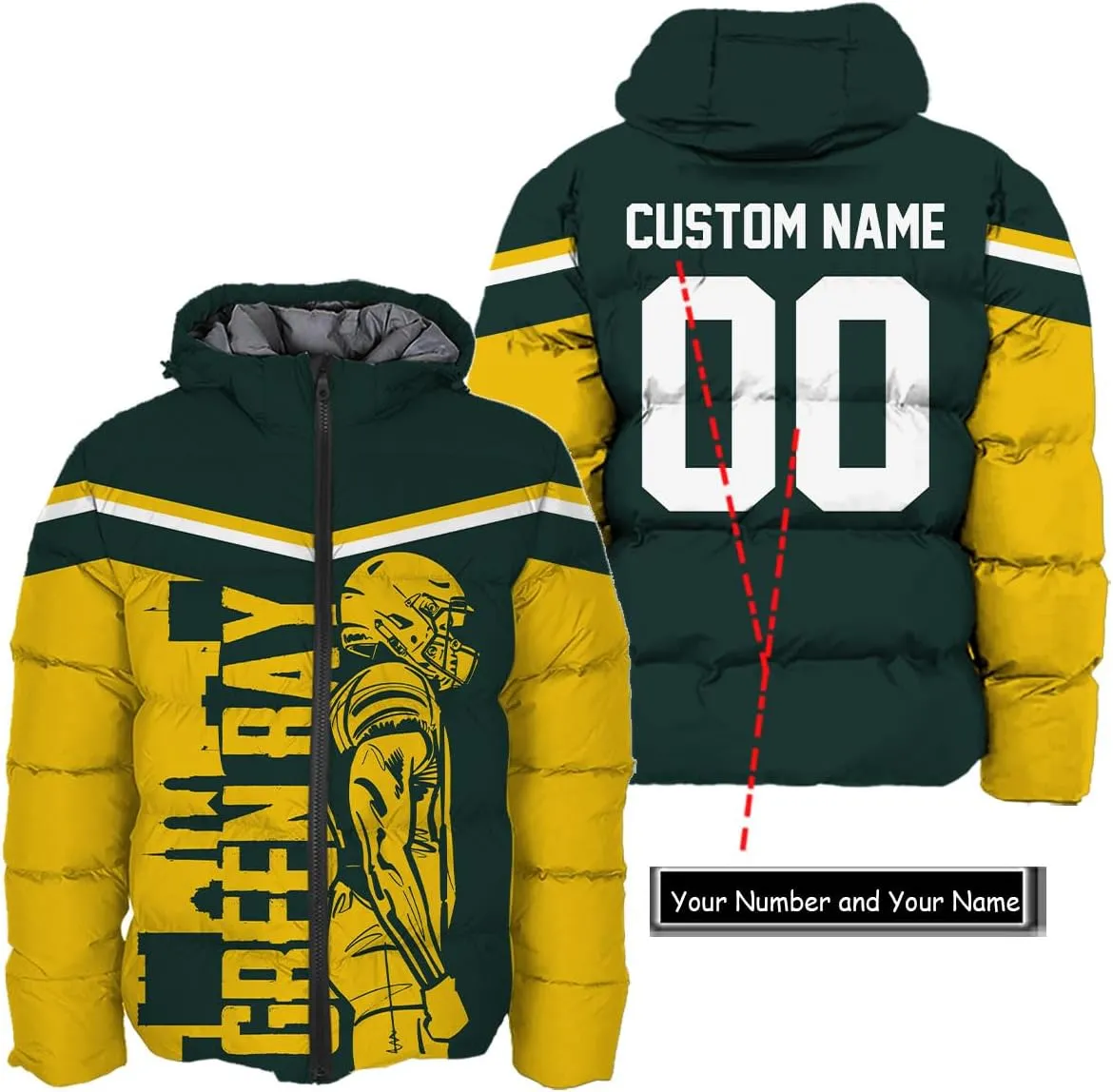 Mens Football American Personalized Puffer Jacket Down Jacket Custom Name Number City Pride for Players Fans Gift S-5XL