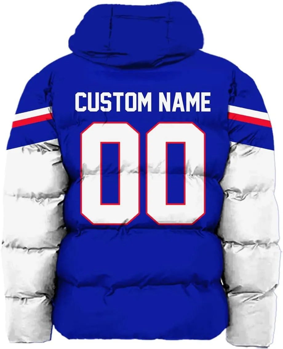 Mens Football American Personalized Puffer Jacket Down Jacket Custom Name Number City Pride for Players Fans Gift S-5XL