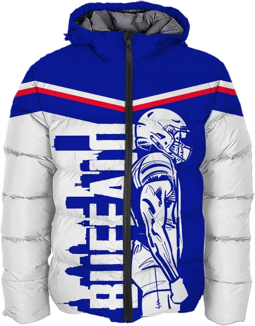 Mens Football American Personalized Puffer Jacket Down Jacket Custom Name Number City Pride for Players Fans Gift S-5XL