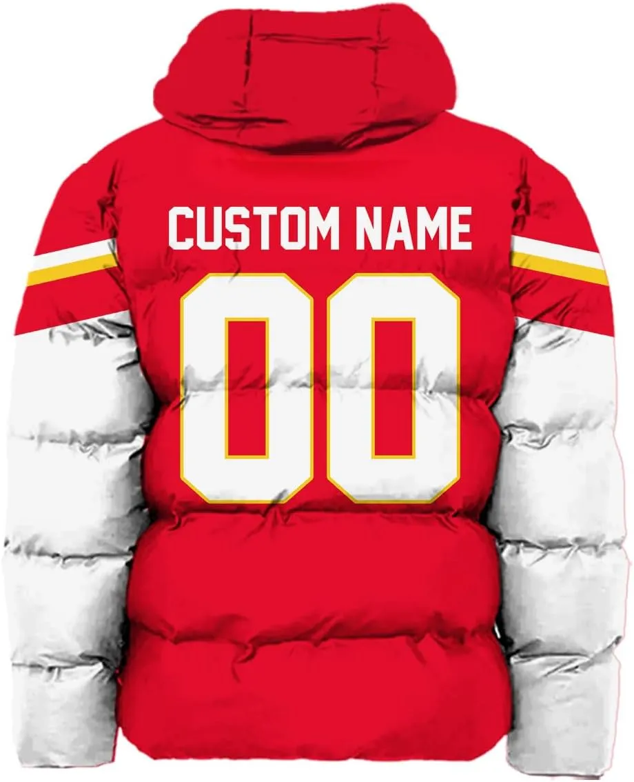 Mens Football American Personalized Puffer Jacket Down Jacket Custom Name Number City Pride for Players Fans Gift S-5XL