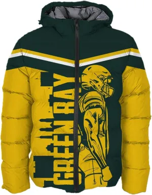 Mens Football American Personalized Puffer Jacket Down Jacket Custom Name Number City Pride for Players Fans Gift S-5XL
