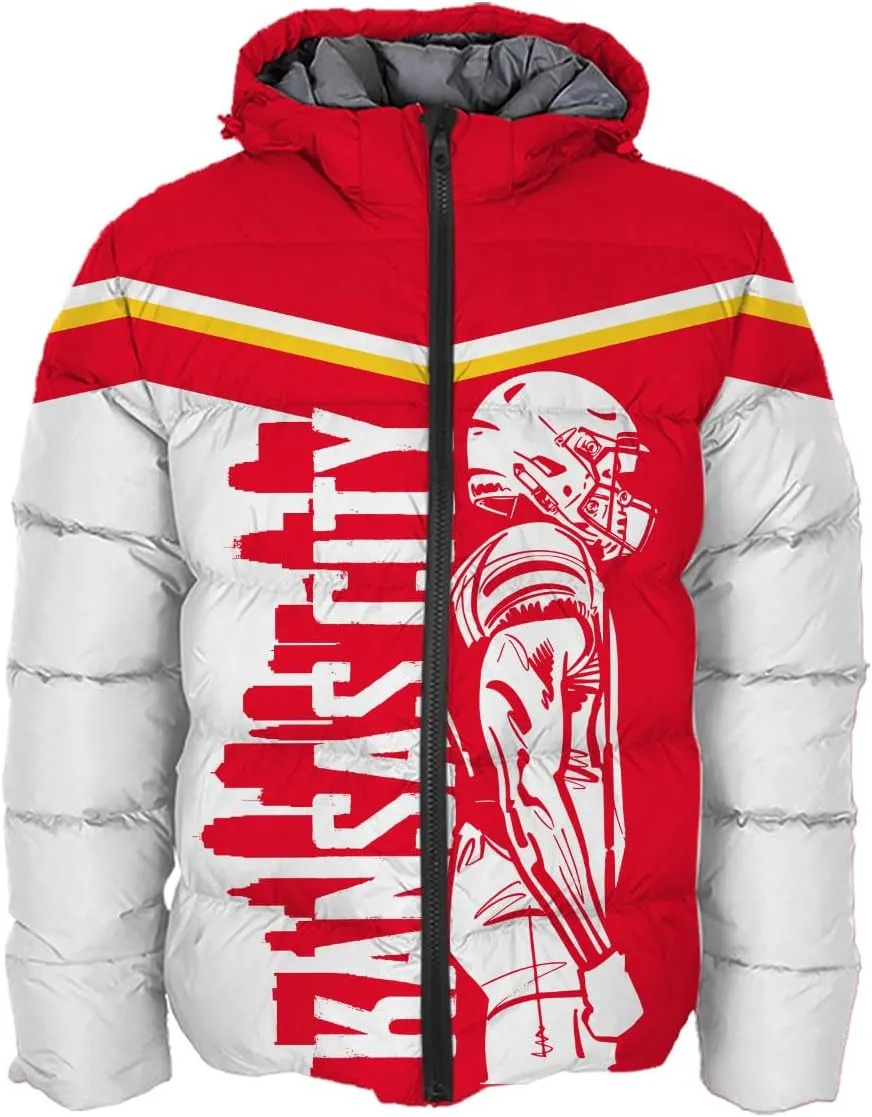 Mens Football American Personalized Puffer Jacket Down Jacket Custom Name Number City Pride for Players Fans Gift S-5XL