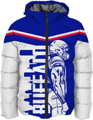 Mens Football American Personalized Puffer Jacket Down Jacket Custom Name Number City Pride for Players Fans Gift S-5XL