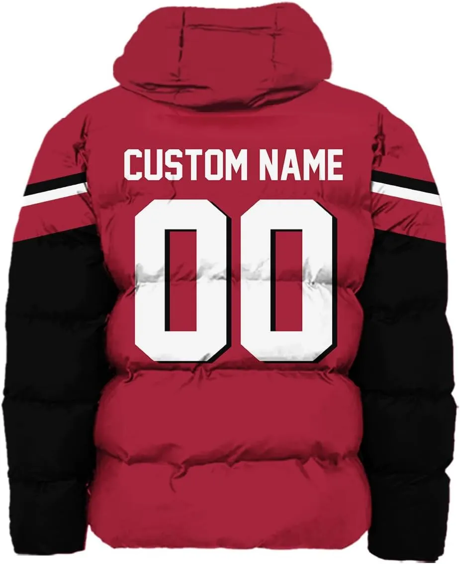 Mens Football American Personalized Puffer Jacket Down Jacket Custom Name Number City Pride for Players Fans Gift S-5XL