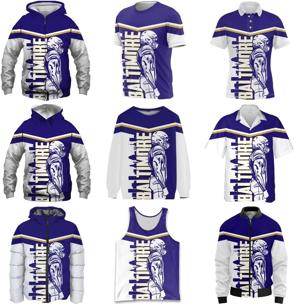 Mens Football American Personalized Puffer Jacket Down Jacket Custom Name Number City Pride for Players Fans Gift S-5XL