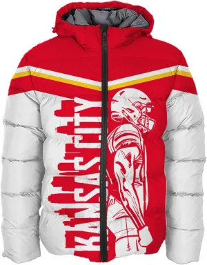 Mens Football American Personalized Puffer Jacket Down Jacket Custom Name Number City Pride for Players Fans Gift S-5XL