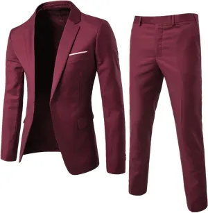Mens Formal 2 Suit Jacket for Men Business Wedding Party Jacket Coat Pants Suit Coat Black Suit Jacket Mens Blazer