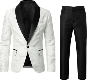 Mens Formal 2 Suit Jacket for Men Business Wedding Party Jacket Coat Pants Suit Coat Black Suit Jacket Mens Blazer