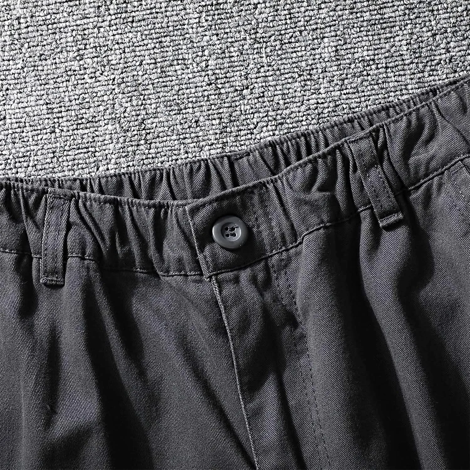 Men's Full Elastic Waist Casual Cargo Pants Men Relaxed Fit Lightweight Work Pant Stretch Twill Cotton Jogger Pants (Medium,Dark Grey)