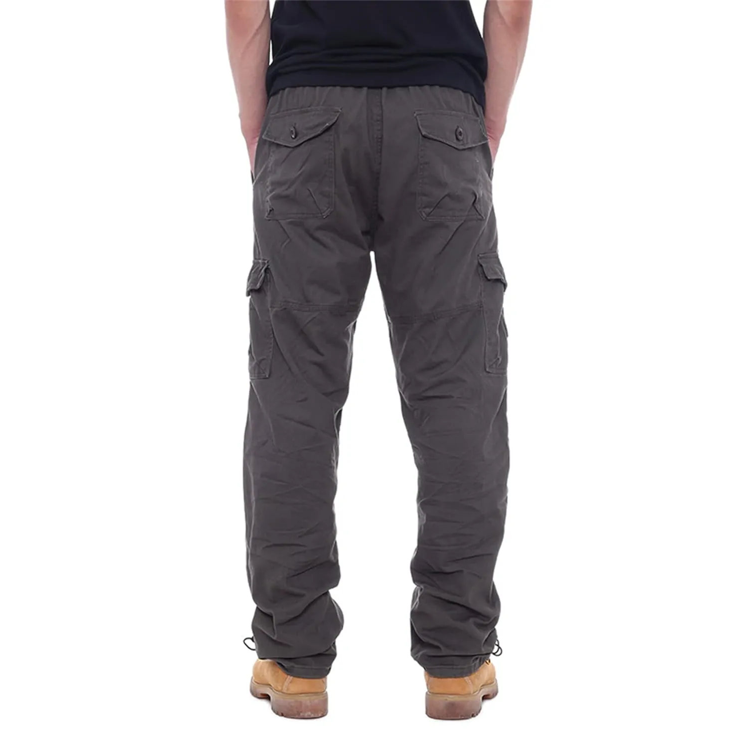 Men's Full Elastic Waist Casual Cargo Pants Men Relaxed Fit Lightweight Work Pant Stretch Twill Cotton Jogger Pants (Medium,Dark Grey)