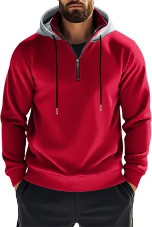 Mens Half Zip Hoodie For Casual Fleece Lightweight Regular Long Sleeve Sherpa Lined Winter Warm Pullover Sweatshirts