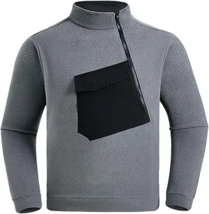 Mens Half Zip Pullover Sweaters Thermal Stylish Long Sleeve Mock Neck Sweatshirts Soft Shearling Fuzzy Fleece Sweater