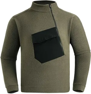 Mens Half Zip Pullover Sweaters Thermal Stylish Long Sleeve Mock Neck Sweatshirts Soft Shearling Fuzzy Fleece Sweater