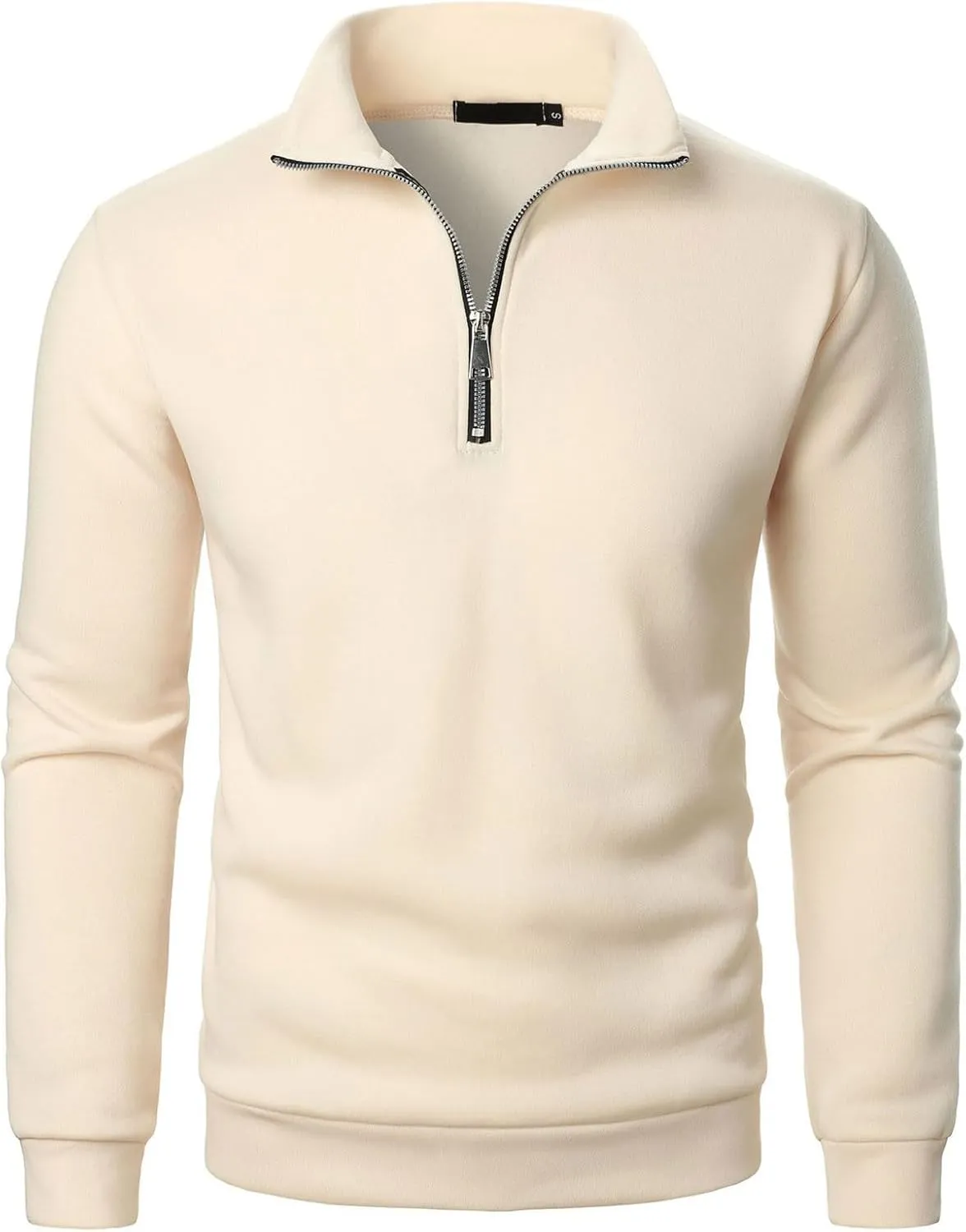 Men's Half Zipper Pullover Casual Long Sleeve Sweater Tops Lapel Solid Color Sweatshirt Business Work Shirts
