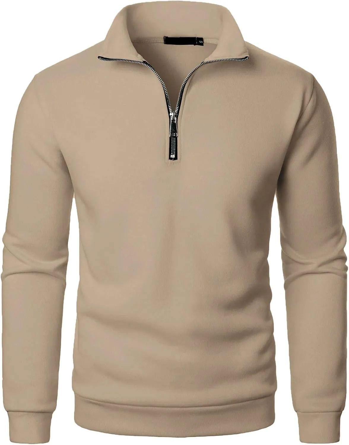 Men's Half Zipper Pullover Casual Long Sleeve Sweater Tops Lapel Solid Color Sweatshirt Business Work Shirts