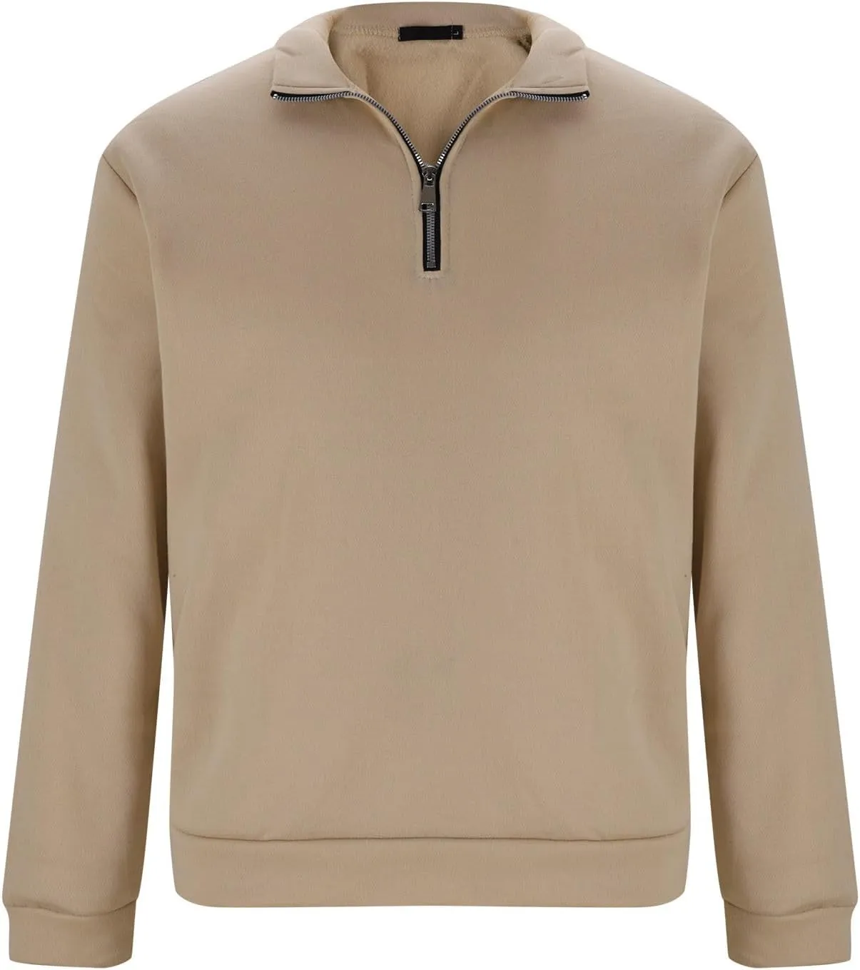 Men's Half Zipper Pullover Casual Long Sleeve Sweater Tops Lapel Solid Color Sweatshirt Business Work Shirts
