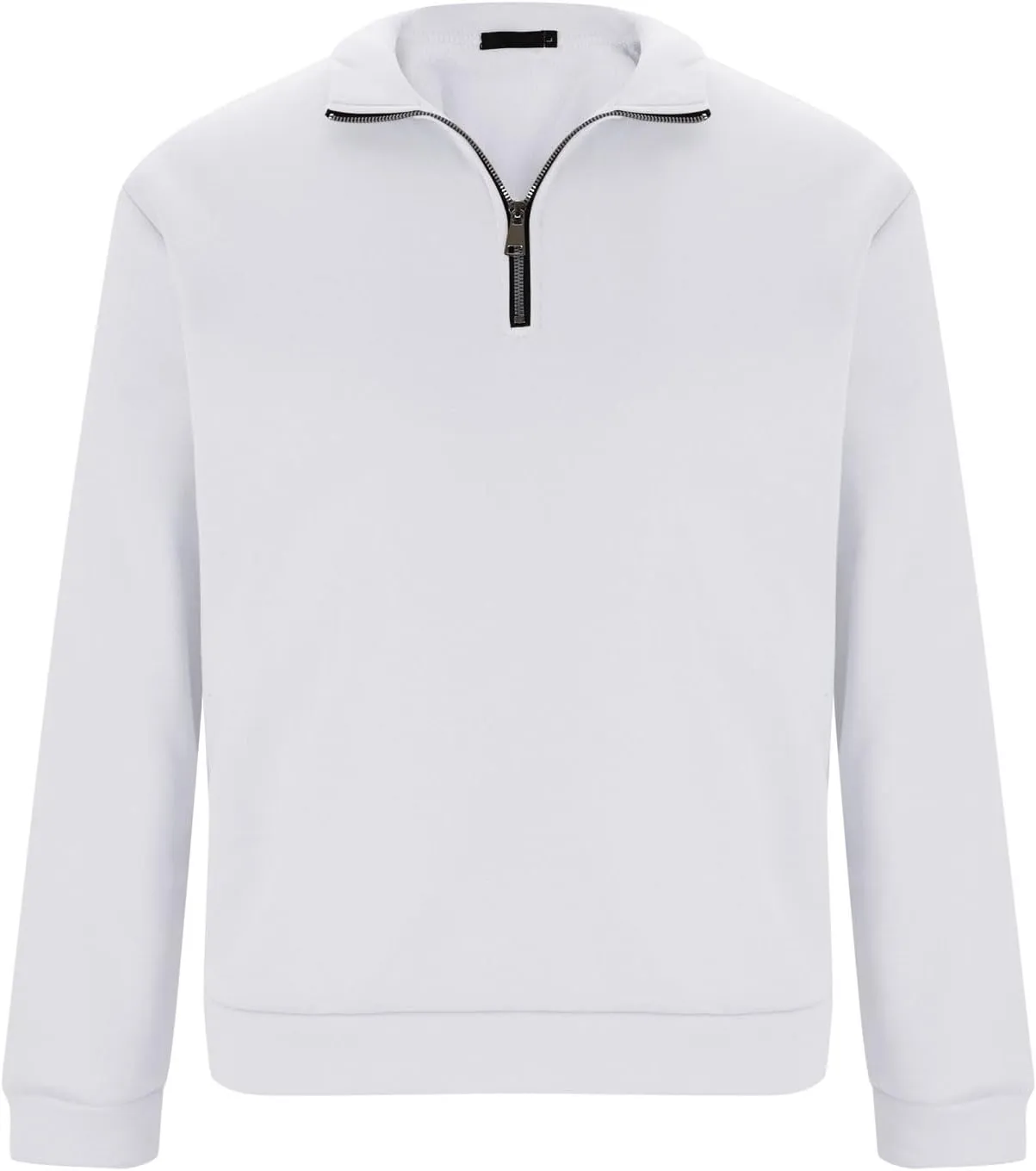 Men's Half Zipper Pullover Casual Long Sleeve Sweater Tops Lapel Solid Color Sweatshirt Business Work Shirts