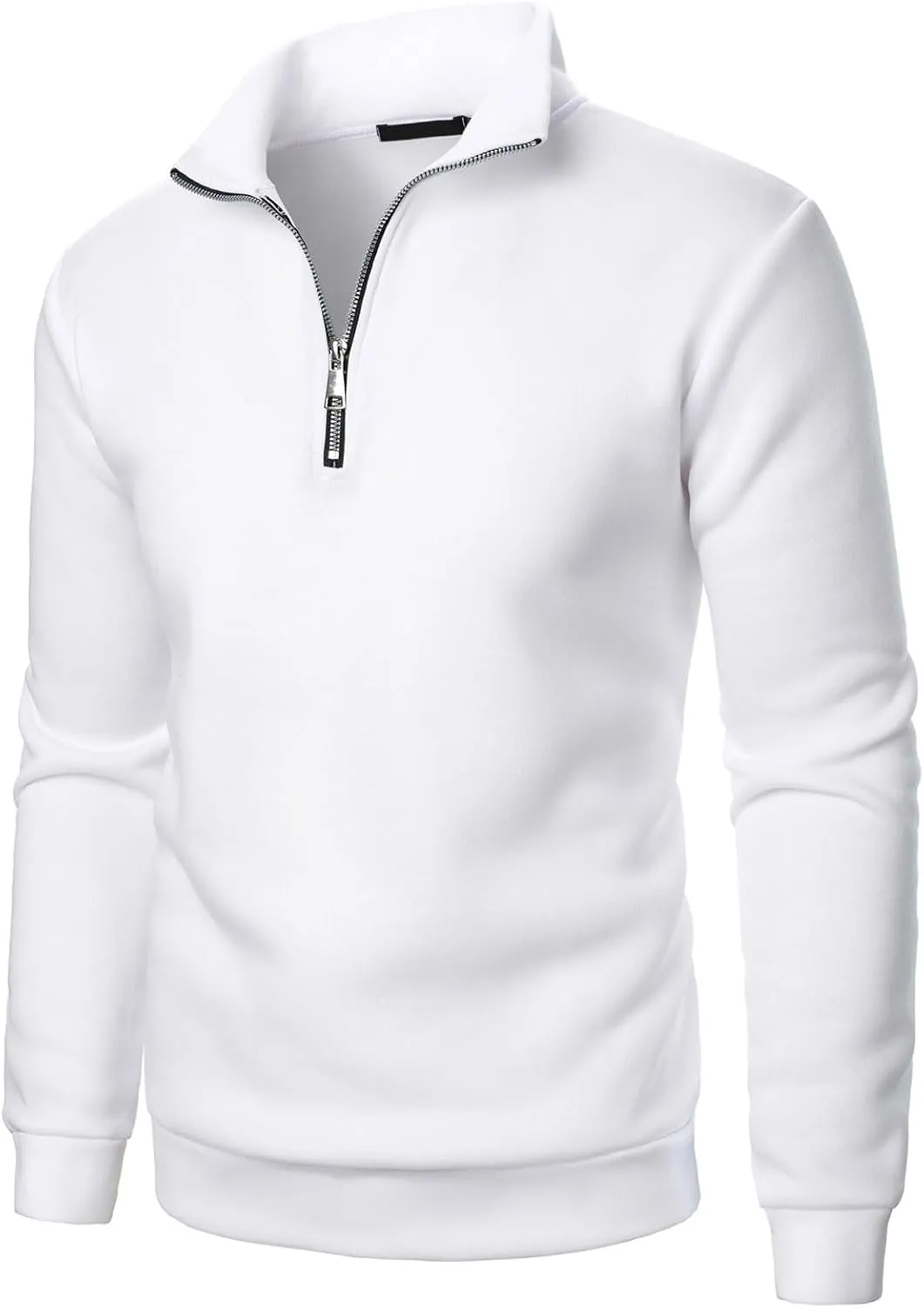Men's Half Zipper Pullover Casual Long Sleeve Sweater Tops Lapel Solid Color Sweatshirt Business Work Shirts