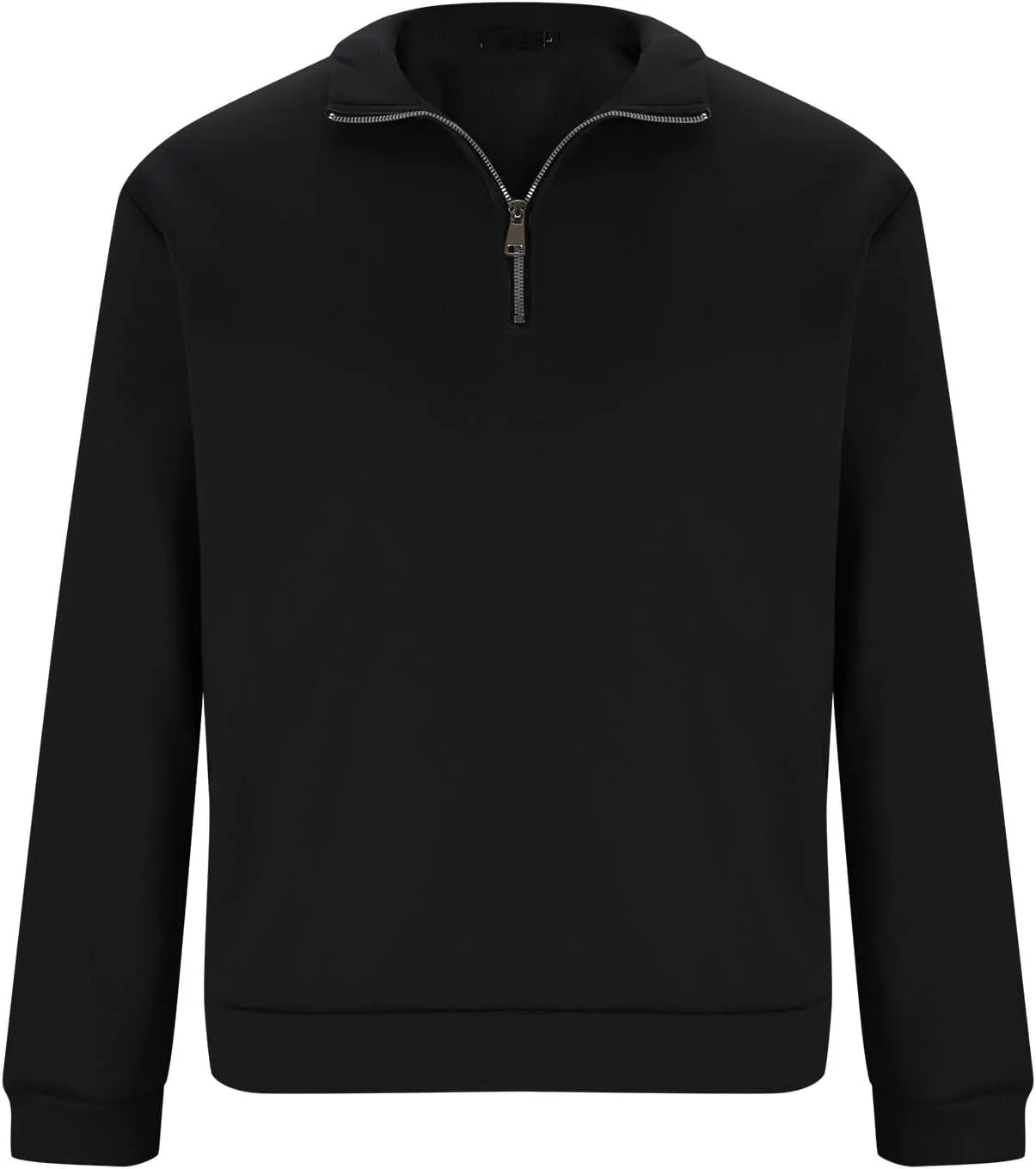 Men's Half Zipper Pullover Casual Long Sleeve Sweater Tops Lapel Solid Color Sweatshirt Business Work Shirts