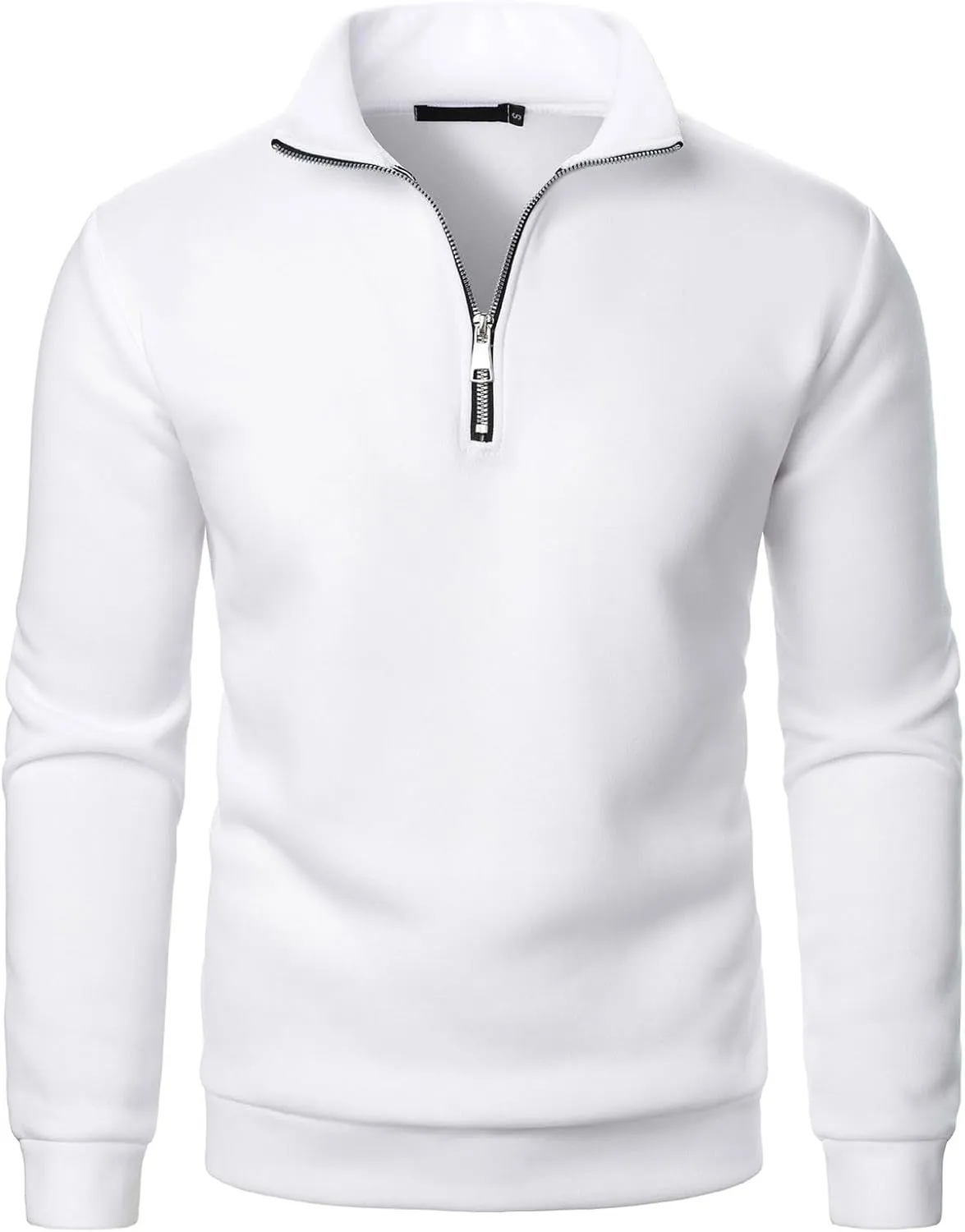 Men's Half Zipper Pullover Casual Long Sleeve Sweater Tops Lapel Solid Color Sweatshirt Business Work Shirts