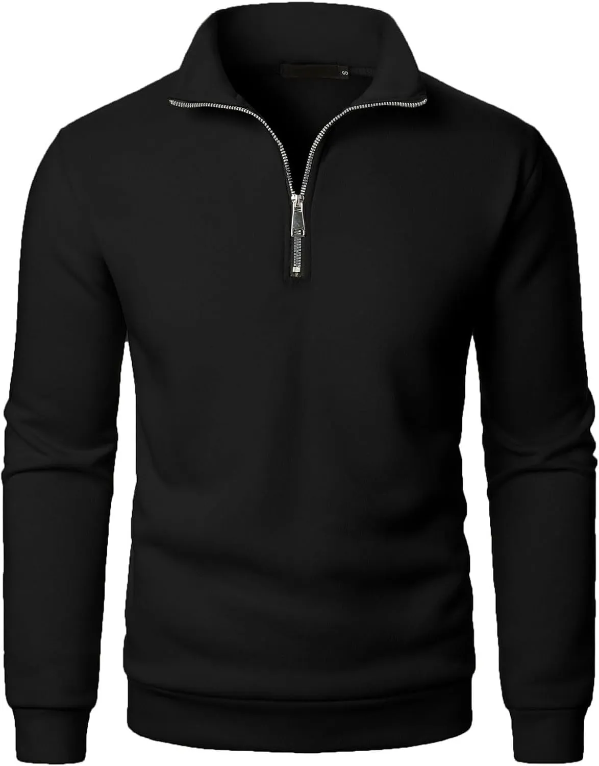 Men's Half Zipper Pullover Casual Long Sleeve Sweater Tops Lapel Solid Color Sweatshirt Business Work Shirts