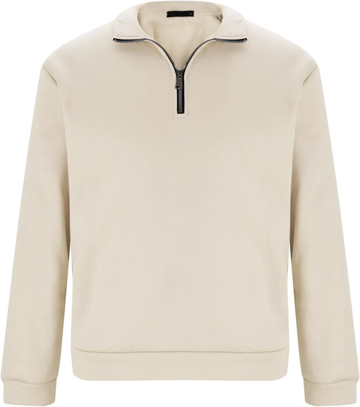 Men's Half Zipper Pullover Casual Long Sleeve Sweater Tops Lapel Solid Color Sweatshirt Business Work Shirts