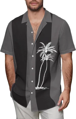 Mens Hawaiian Shirt Short Sleeves Button Down Casual T Shirts Oversize Funny Print Summer Beach Wedding Party Tee Top