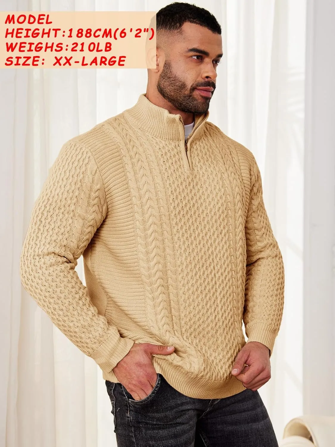 Men's Irish Fisherman Sweaters Cable Knit Half Zip Jacquard Pullover Sweater