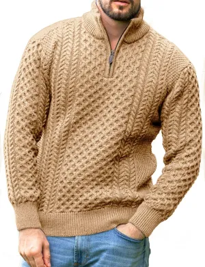 Men's Irish Fisherman Sweaters Cable Knit Half Zip Jacquard Pullover Sweater