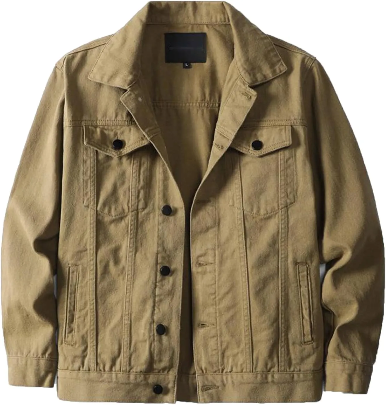 Men's Jean Jacket Casual Loose Fit Button Denim Trucker Jacket Coat with Multiple Pockets