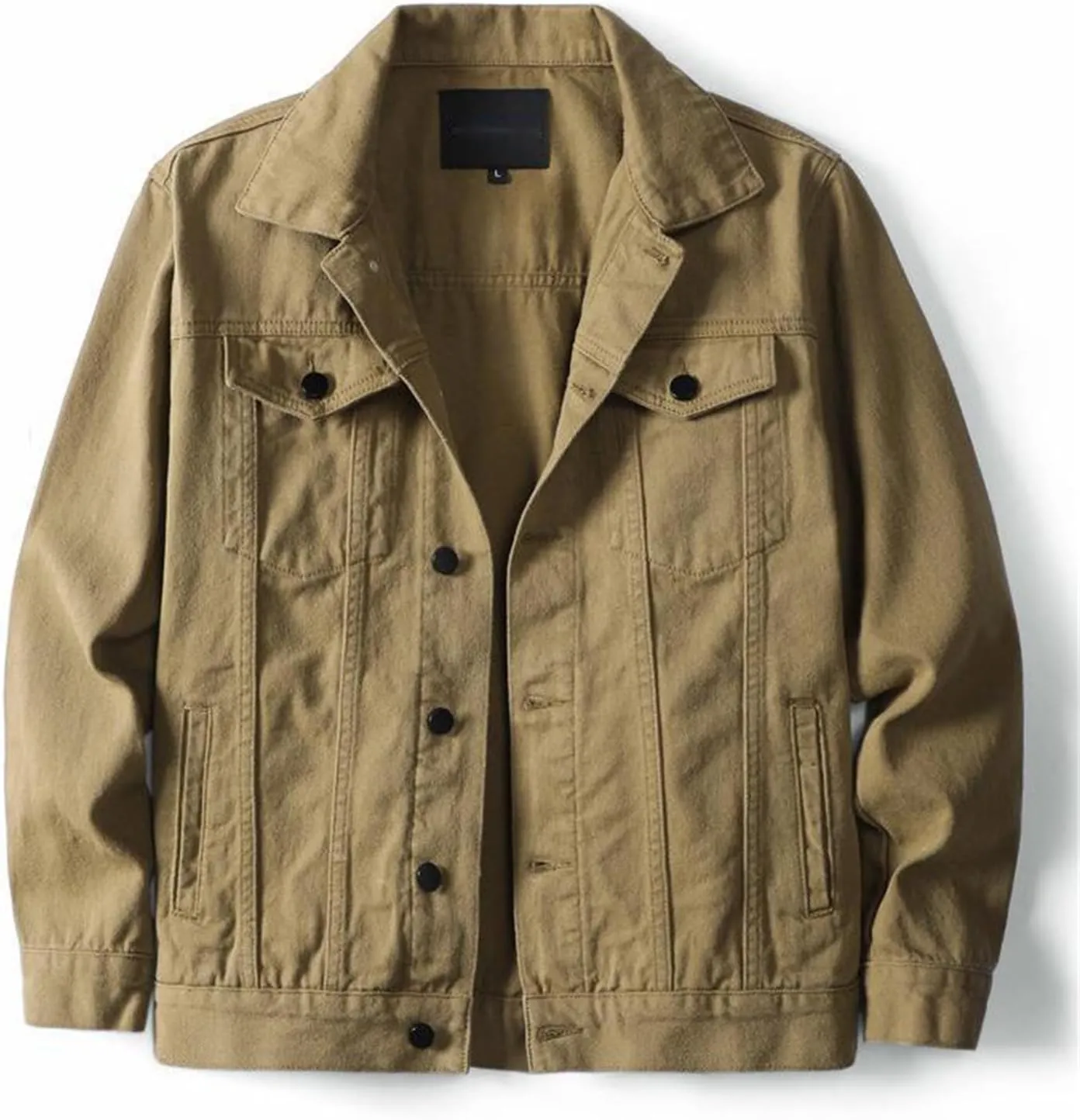 Men's Jean Jacket Casual Loose Fit Button Denim Trucker Jacket Coat with Multiple Pockets